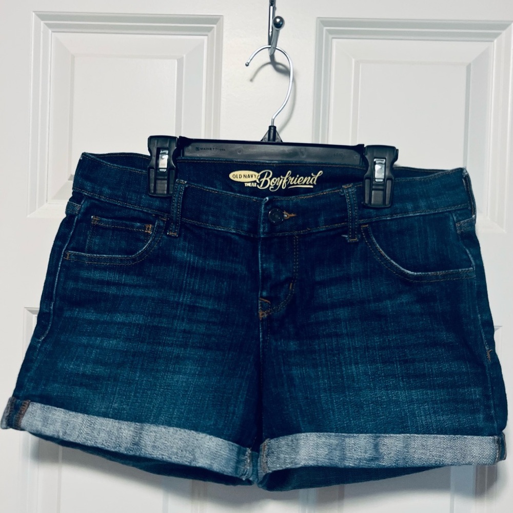 Old Navy Women's Dark Blue Denim Boyfriend Shorts